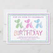 Ballonhond Pop-op-over verjaardagsuitnodiging Kaart (Voorkant)