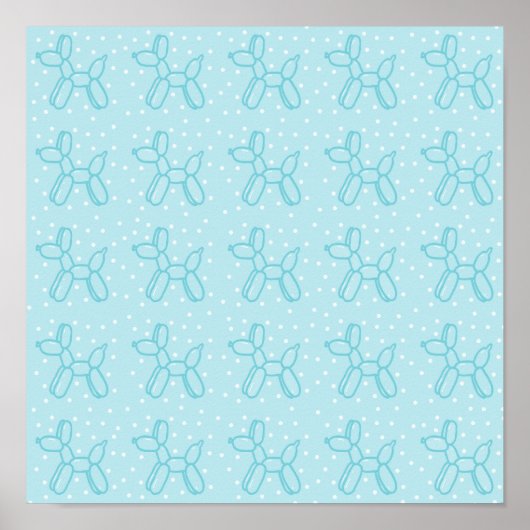 Ballonhonden in turquoise op pastel turquoiseblauw poster (Voorkant)