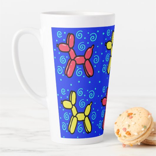 Ballonhonden met Polka Dots en Swirls Latte Mok (In situ)