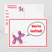 Ballonhondenfeestje Uitnodiging Briefkaart (Voorkant / Achterkant)