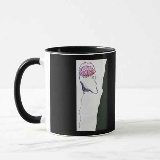 Ballonhoofd, zwevend, tekening mok (Links)