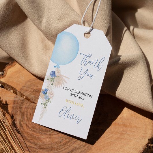 Ballonjongen Dank je Label Birthday Baby shower Cadeaulabel