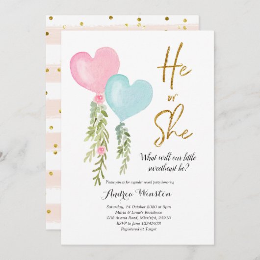 Ballonjongen of meisje kaart (Voorkant / Achterkant)