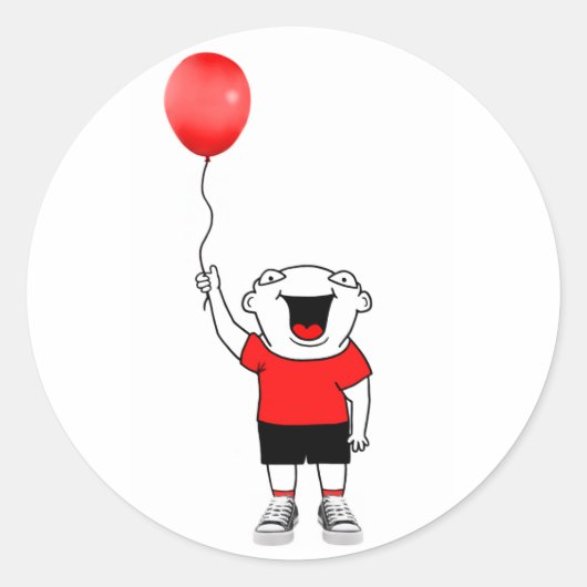 ballonjongen ronde sticker (Voorkant)