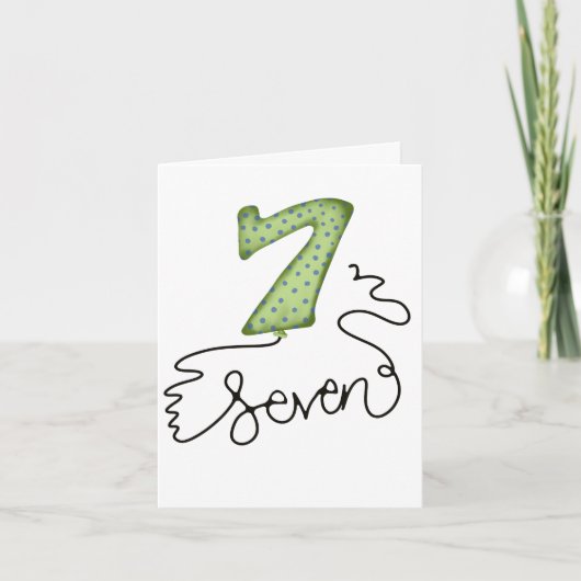 Ballonkaartje voor de zevende verjaardag kaart (Voorkant)