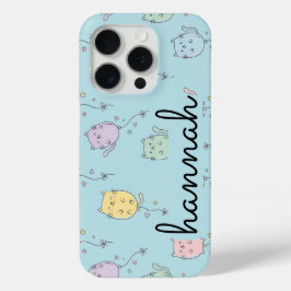 Ballonkat Patroon Cute Minimalistische Kinderen  iPhone 15 Pro Case