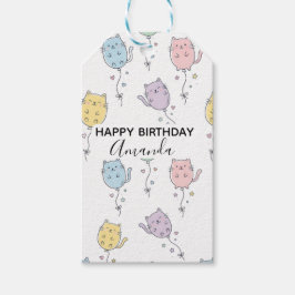 Ballonkat Patroon  Schattig Minimalistisch  Cadeaulabel