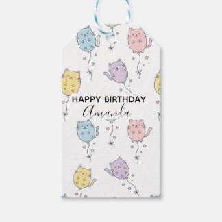 Ballonkat Patroon Schattig Minimalistisch Cadeaulabel
