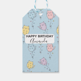 Ballonkat Patroon  Schattig Minimalistisch  Cadeaulabel