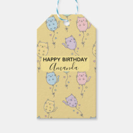 Ballonkat Patroon  Schattig Minimalistisch  Cadeaulabel