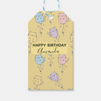 Ballonkat Patroon Schattig Minimalistisch Cadeaulabel
