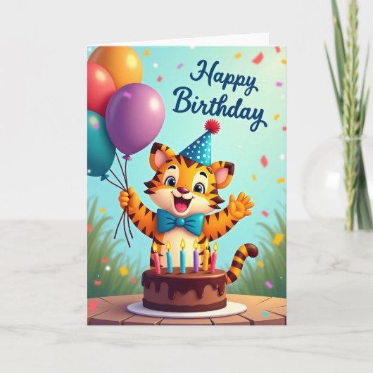 Ballonkat Verjaardagskaart Kaart (Voorkant)