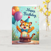 Ballonkat Verjaardagskaart Kaart (Gele Bloem)