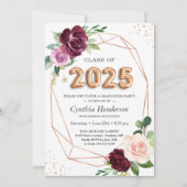 Ballonklasse 2023 Paars Floral Afstuderen Kaart (Voorkant)