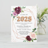 Ballonklasse 2023 Paars Floral Afstuderen Kaart (Staand voorkant)