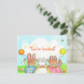 ballonkonijnenverjaardagsuitnodiging kaart (Staand voorkant)