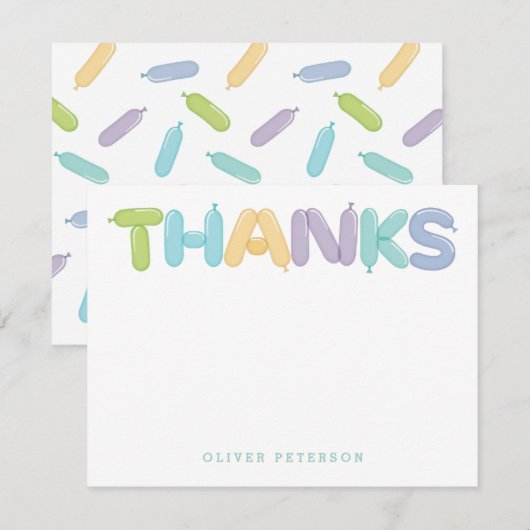 Ballonletters bedankbriefjes notitiekaartje (Voorkant / Achterkant)