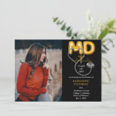 Ballonletters MD Caduceus Stethoscoop Afstuderen Aankondiging (Staand voorkant)