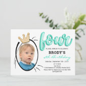 ballonletters | Moderne 4 jaar oude jongens Foto Kaart (Staand voorkant)