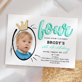 ballonletters | Moderne 4 jaar oude jongens Foto Kaart