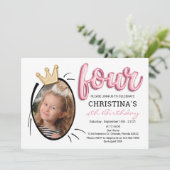 ballonletters | Moderne 4 jaar oude meisjesfoto Kaart (Staand voorkant)