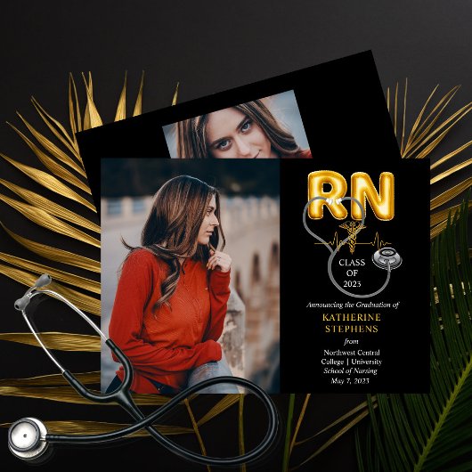 Ballonletters RN Caduceus Stethoscoop Afstuderen Aankondiging