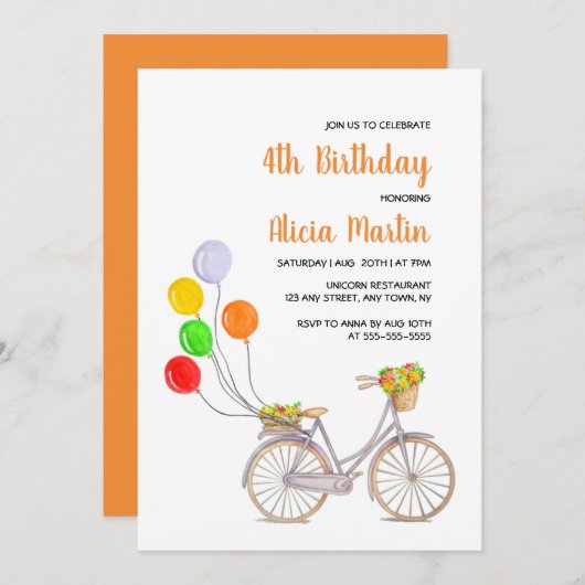 Ballonmand Bloemfiets Elke leeftijd Verjaardag Kaart (Voorkant / Achterkant)