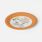 Ballonmand Bloemfiets Elke leeftijd Verjaardag Papieren Bordje (Gekanteld)