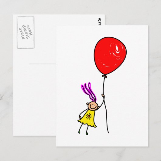 ballonmeisje briefkaart (Voorkant / Achterkant)