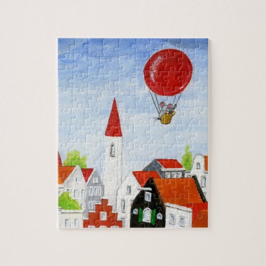 Ballonmuis en dakpannen legpuzzel (Verticaal)