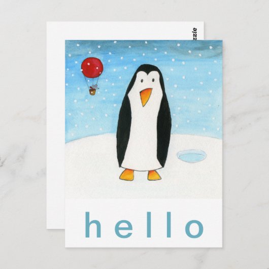Ballonmuis en pinguïn briefkaart (Voorkant / Achterkant)