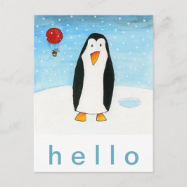 Ballonmuis en pinguïn briefkaart