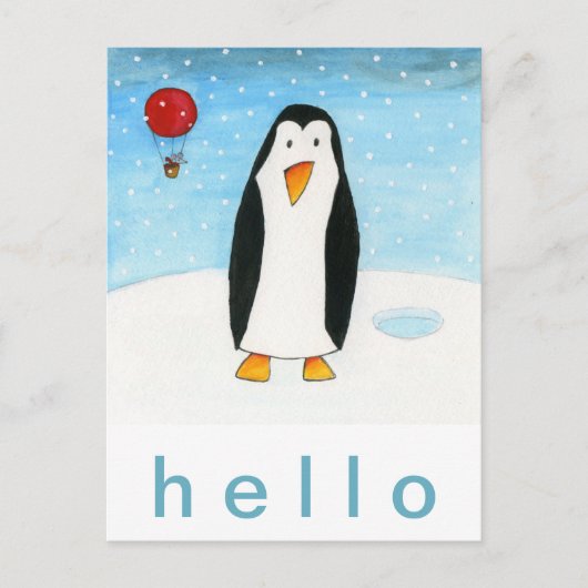 Ballonmuis en pinguïn briefkaart (Voorkant)