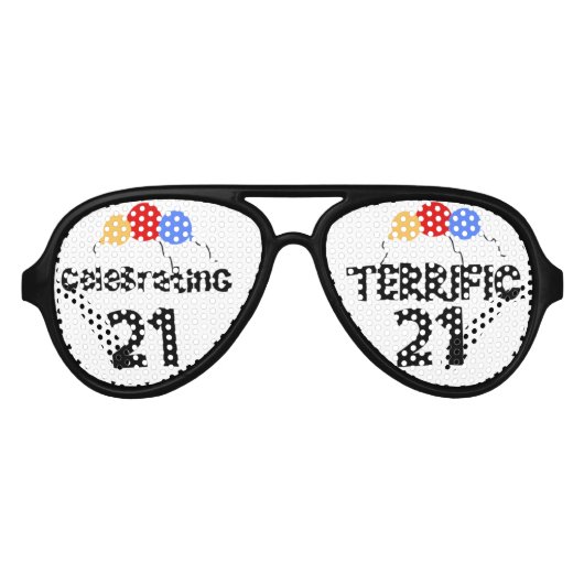 Ballonnen 21e verjaardagsfeestje tinten aviator zonnebril (Voorkant)
