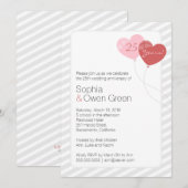 Ballonnen 25ste bruiloft jubileumfeest kaart (Voorkant / Achterkant)