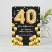 Ballonnen 40 jaar verjaardag uitnodiging (Staand voorkant)