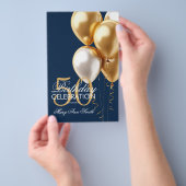 Ballonnen 50e verjaardag Gold & Navy Menu (Hand)