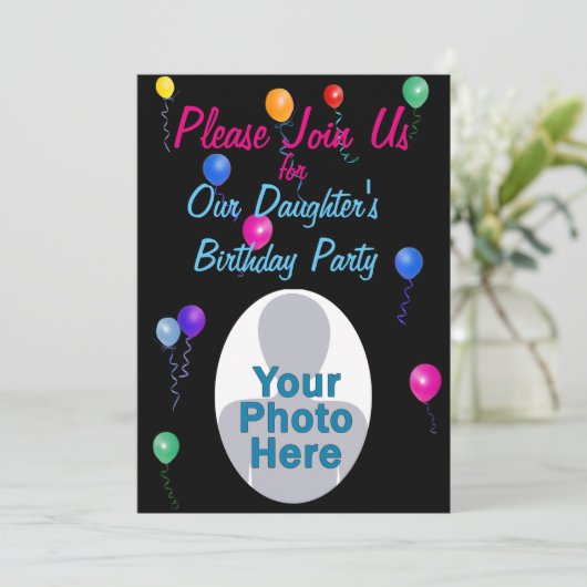 Ballonnen Aangepaste Verjaardagsuitnodiging Kaart (Staand voorkant)