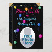 Ballonnen Aangepaste Verjaardagsuitnodiging Kaart (Voorkant / Achterkant)