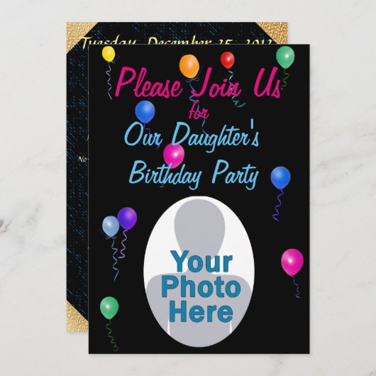 Ballonnen Aangepaste Verjaardagsuitnodiging Kaart (Voorkant / Achterkant)