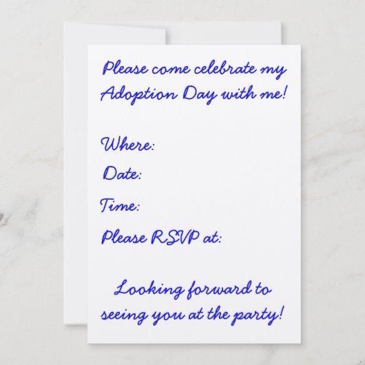 Ballonnen Adoptie Dag Party uitnodiging (Achterkant)