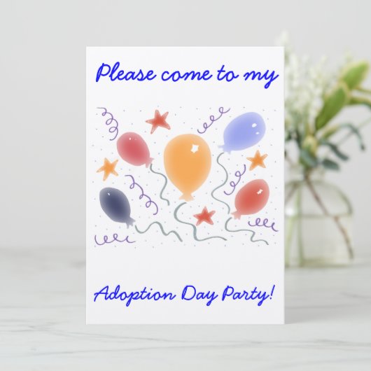 Ballonnen Adoptie Dag Party uitnodiging (Staand voorkant)
