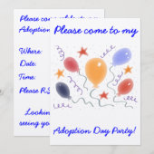 Ballonnen Adoptie Dag Party uitnodiging (Voorkant / Achterkant)