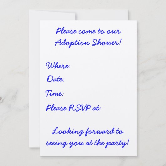 Ballonnen Adoptie Douche uitnodiging (Achterkant)