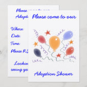 Ballonnen Adoptie Douche uitnodiging (Voorkant / Achterkant)