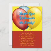 Ballonnen Adoptie Feest Nieuwe Zoon Uitnodiging (Voorkant)