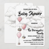Ballonnen Baby Shower Kaart (Voorkant / Achterkant)
