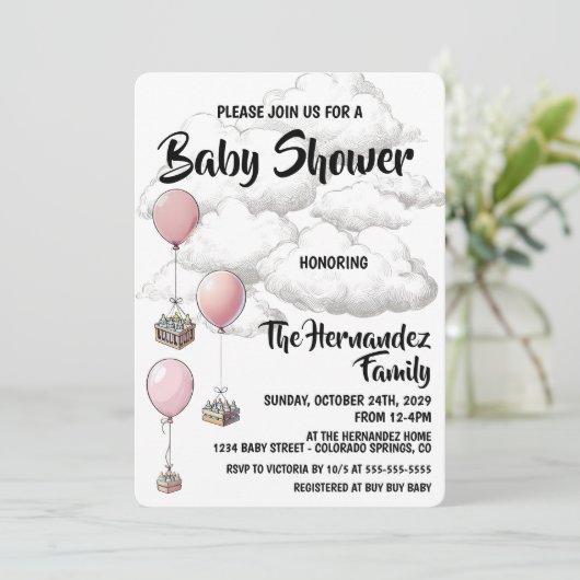 Ballonnen Baby Shower Kaart (Staand voorkant)