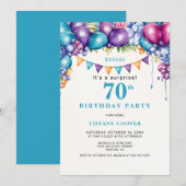 Ballonnen Bloemen Verrassing 70ste Verjaardagsfees Kaart (Voorkant / Achterkant)