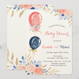 Ballonnen Bloemige Baby Shower Kaart